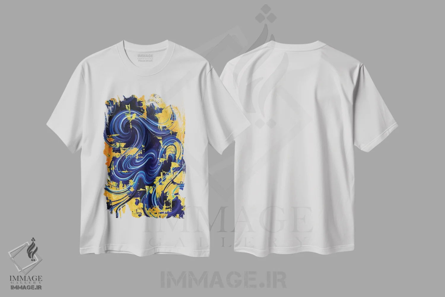 تیشرت سفید طرح دار انتقالی اثر جکی لیو | immage.ir