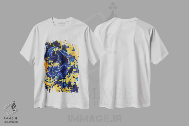 تیشرت سفید طرح دار انتقالی اثر جکی لیو | immage.ir