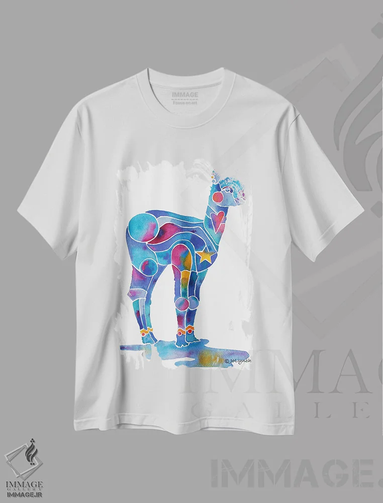 تیشرت سفید طرح دار بچه آلپاکا، دکور معاصر اثر جو لینچ | فروشگاه ایماژ