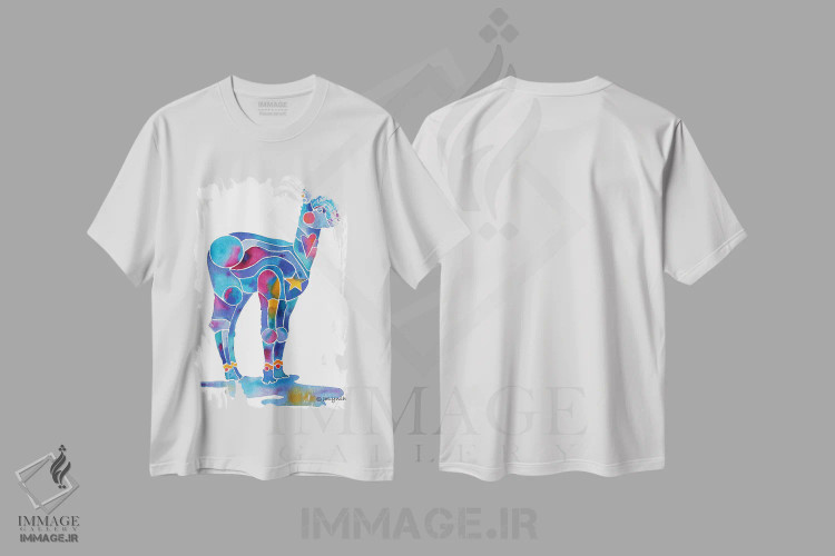 تیشرت سفید طرح دار بچه آلپاکا، دکور معاصر اثر جو لینچ | فروشگاه ایماژ