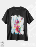 تیشرت مشکی طرح دار گل زنبق، تزئینی اثر جو لینچ | فروشگاه ایماژ