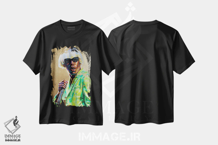 تیشرت مشکی طرح دار The Creator,تایلر د کریتور، هنر آمریکایی آفریقایی تبار اثر جکی لیو | فروشگاه ایماژ