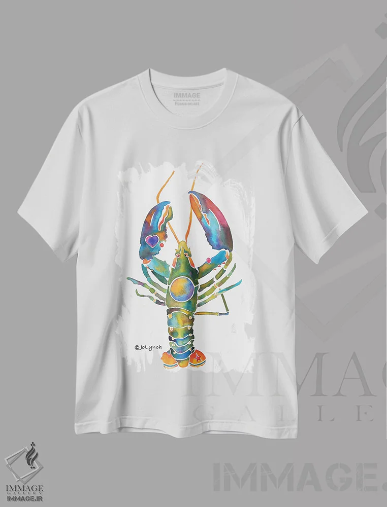 تیشرت سفید طرح دار خرچنگ مین، دکور ساحلی اثر جو لینچ | فروشگاه ایماژ