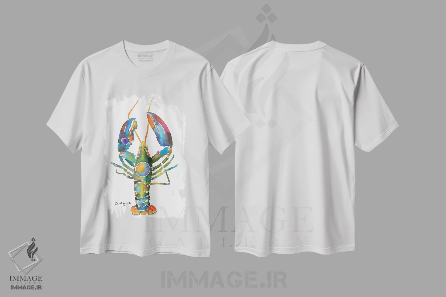 تیشرت سفید طرح دار خرچنگ مین، دکور ساحلی اثر جو لینچ | فروشگاه ایماژ