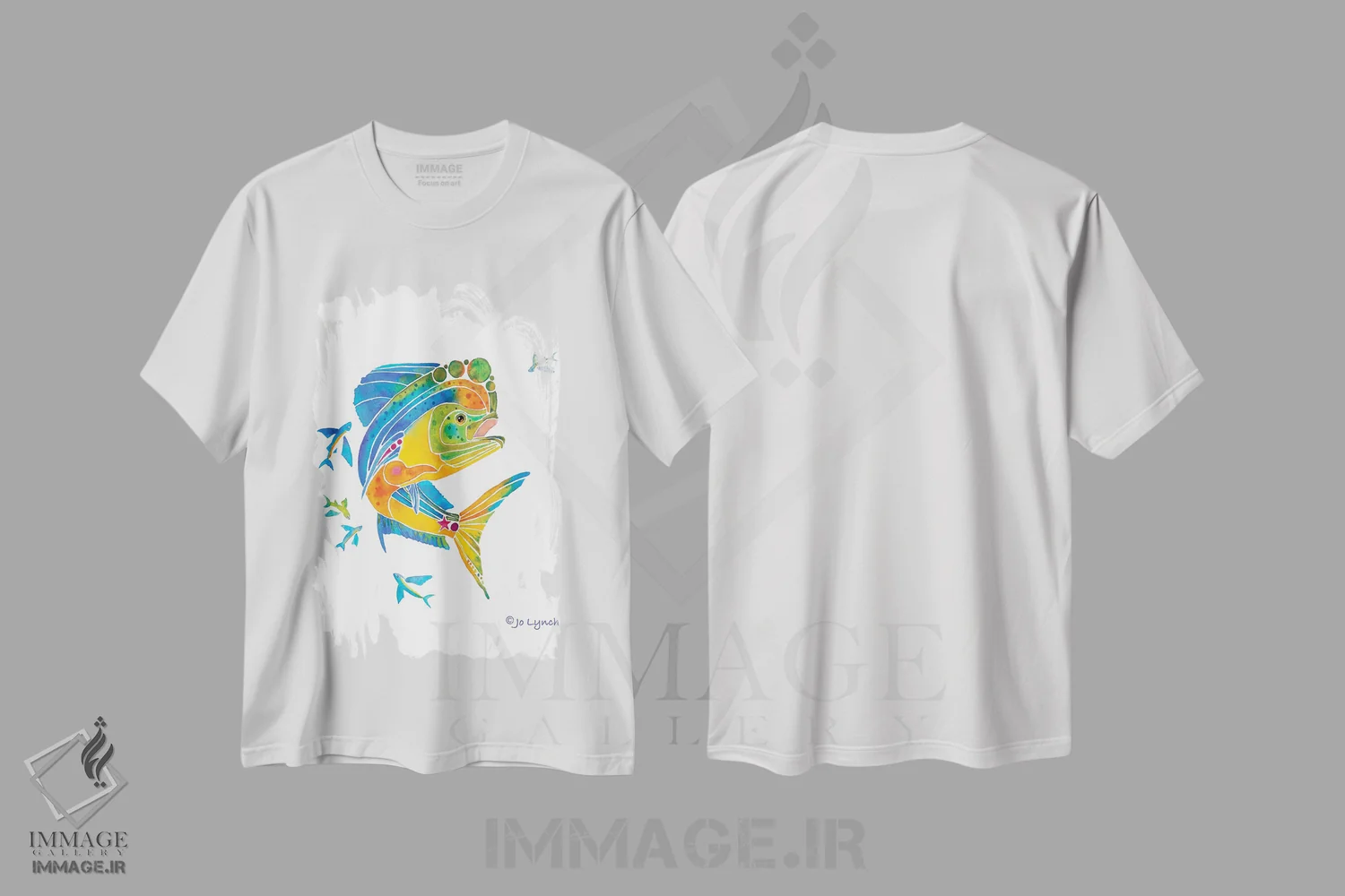 تیشرت سفید طرح دار ماهی ماهی، تزئینی اثر جو لینچ | فروشگاه ایماژ