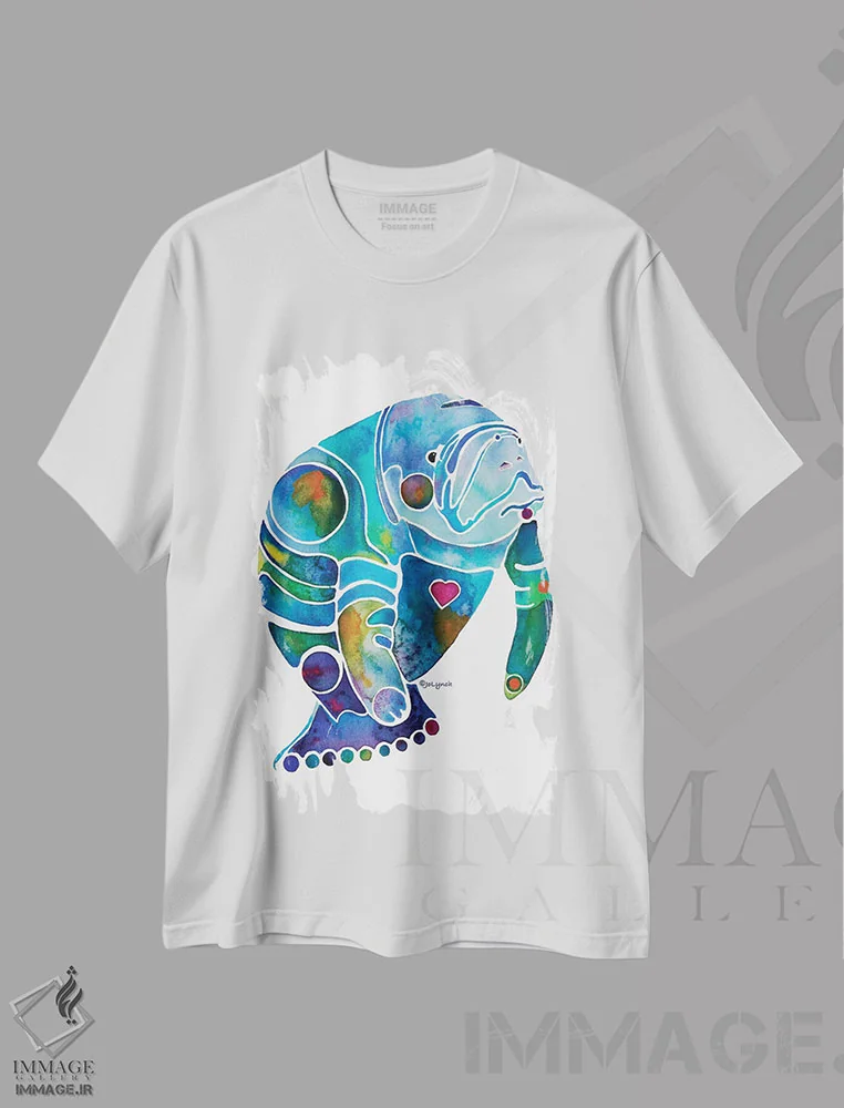 تیشرت سفید طرح دار گاو دریایی یک، تزئینی اثر جو لینچ | immage.ir