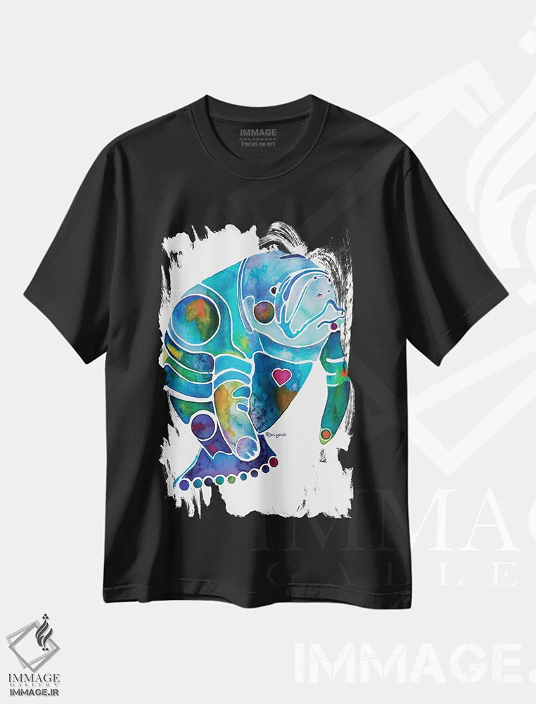 تیشرت مشکی طرح دار گاو دریایی یک، تزئینی اثر جو لینچ | فروشگاه ایماژ