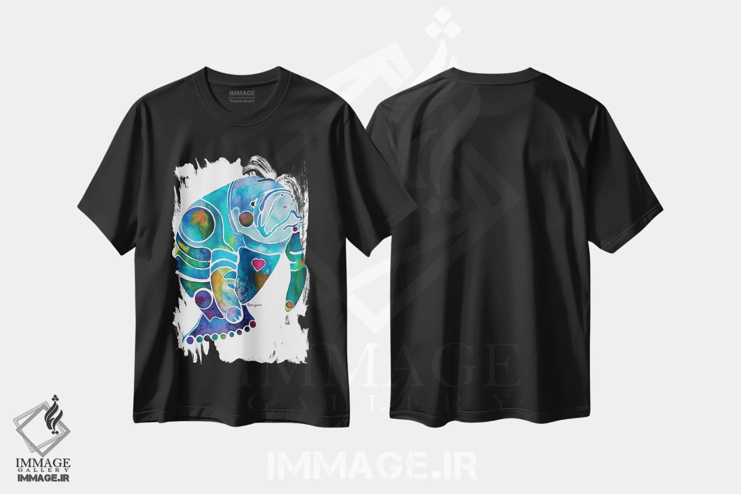 تیشرت مشکی طرح دار گاو دریایی یک، تزئینی اثر جو لینچ | فروشگاه ایماژ