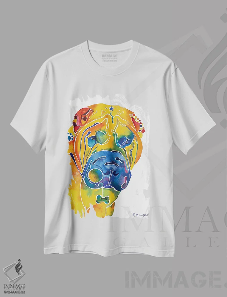 تیشرت سفید طرح دار نژاد سگ شارپی، تزئینی اثر جو لینچ | فروشگاه ایماژ