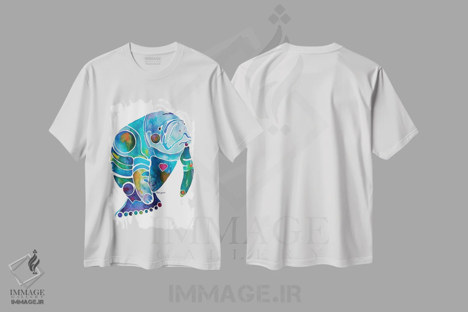 تیشرت سفید طرح دار گاو دریایی یک، تزئینی اثر جو لینچ | immage.ir