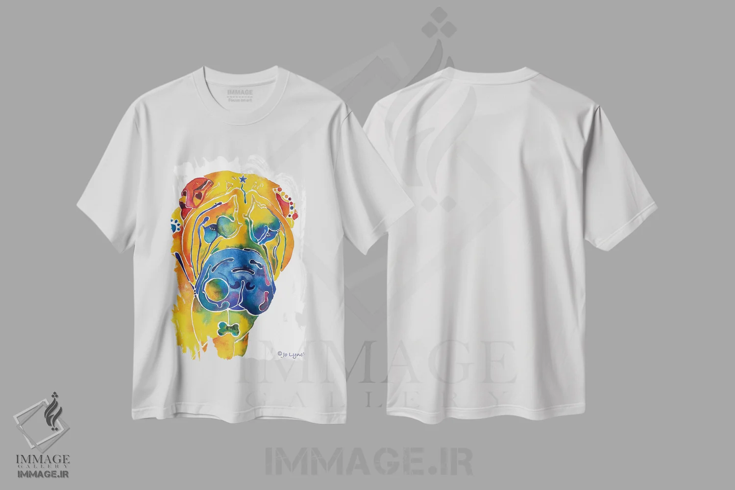تیشرت سفید طرح دار نژاد سگ شارپی، تزئینی اثر جو لینچ | فروشگاه ایماژ