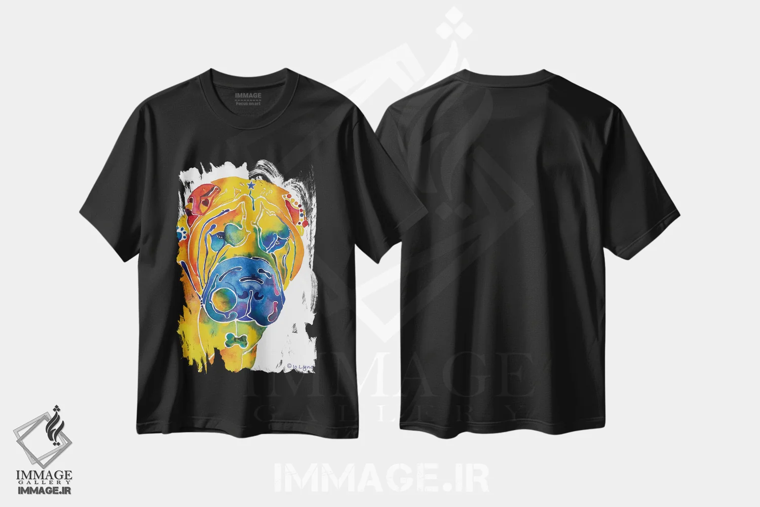 تیشرت مشکی طرح دار نژاد سگ شارپی، تزئینی اثر جو لینچ | immage.ir
