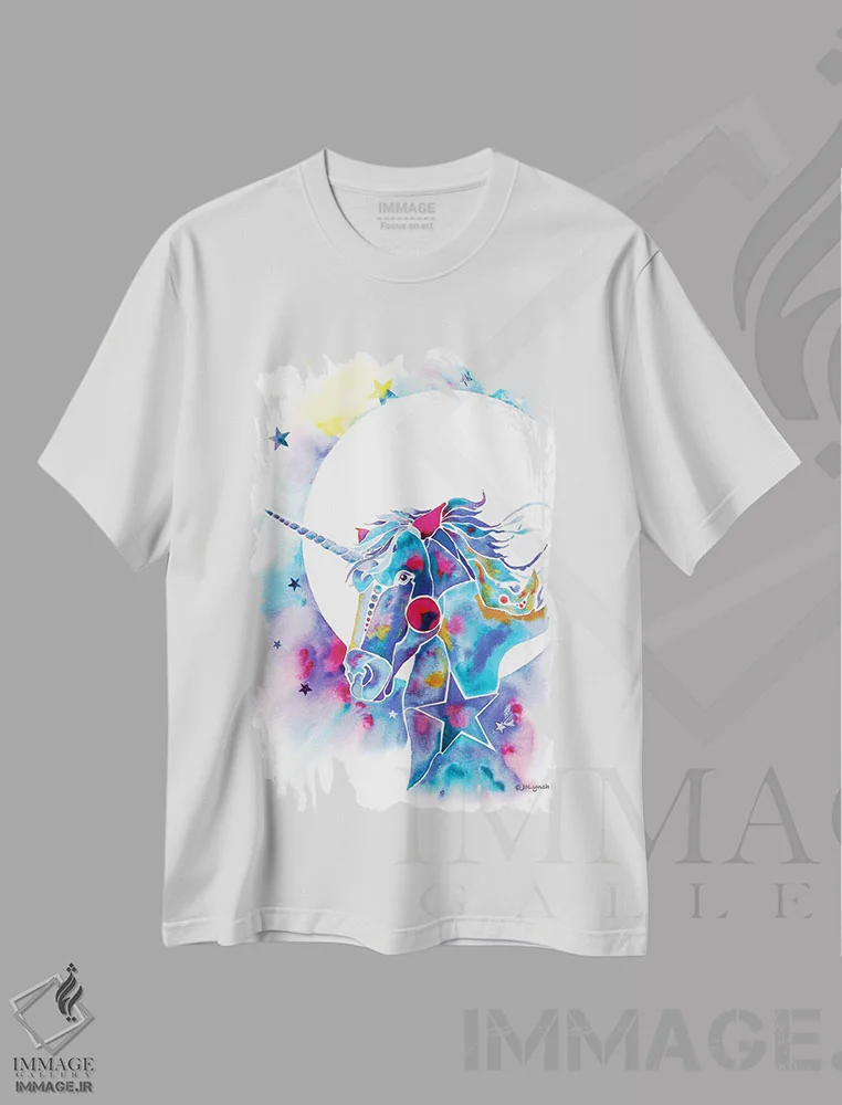 تیشرت سفید طرح دار تک شاخ، تزئینی اثر جو لینچ | immage.ir