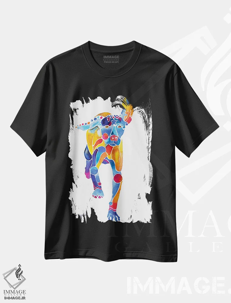 تیشرت مشکی طرح دار سگ ویزلا دو، تزئینی اثر جو لینچ | immage.ir