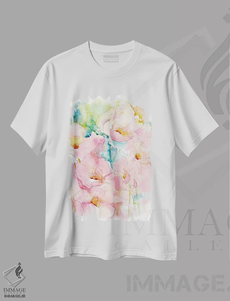 تیشرت سفید طرح دار شقایق های فرانسوی، مدیوم اثر جو لینچ | immage.ir