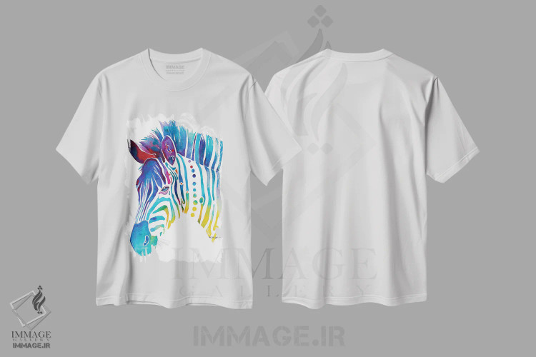 تیشرت سفید طرح دار گورخر رنگارنگ، مدیوم اثر جو لینچ | immage.ir