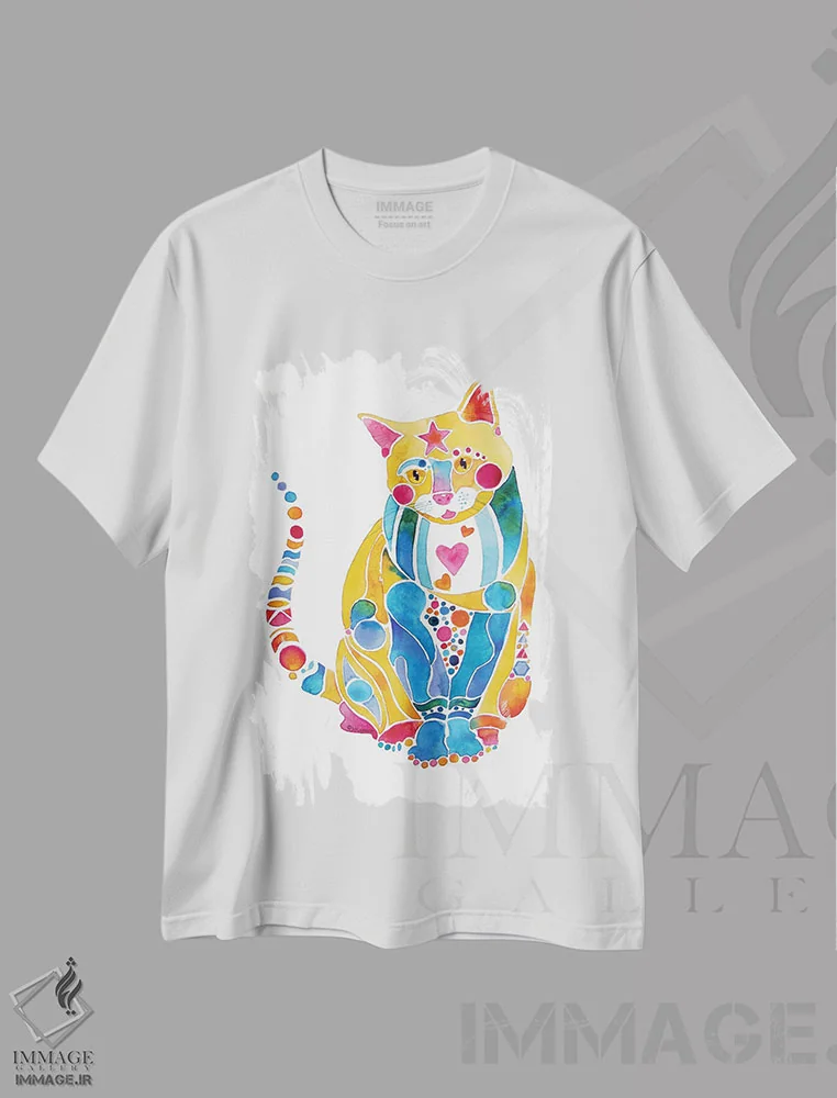 تیشرت سفید طرح دار گربهٔ جواهرین فانتزی، دکور معاصر اثر جو لینچ | immage.ir