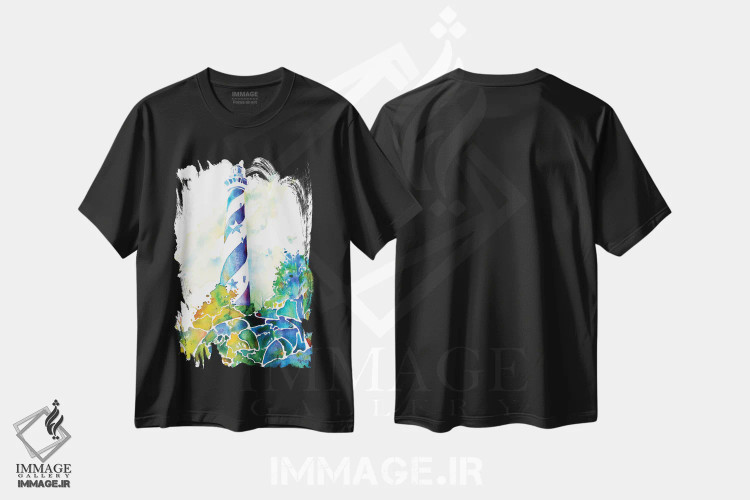 تیشرت مشکی طرح دار فانوس دریایی هترس، دکور معاصر اثر جو لینچ | immage.ir