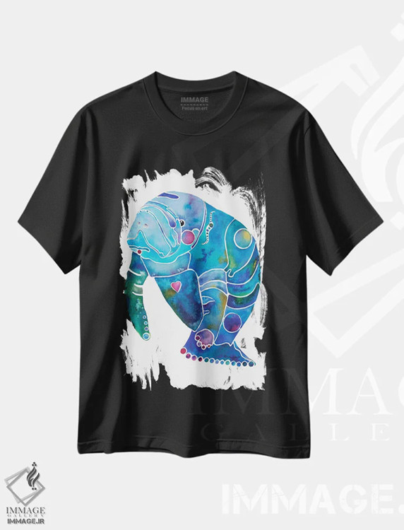 تیشرت مشکی طرح دار گاو دریایی شماره دو، دکور ساحلی اثر جو لینچ | immage.ir