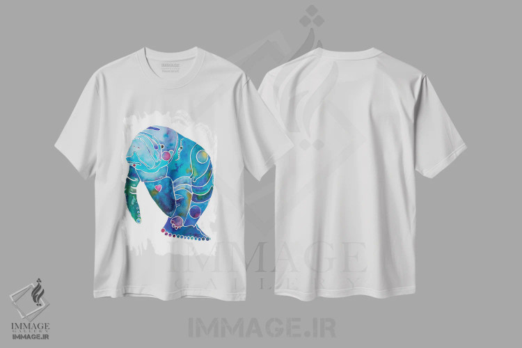 تیشرت سفید طرح دار گاو دریایی شماره دو، دکور ساحلی اثر جو لینچ | فروشگاه ایماژ