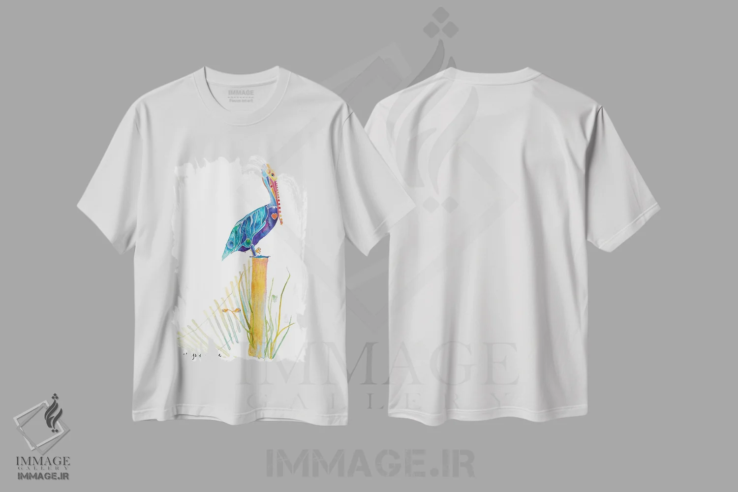 تیشرت سفید طرح دار ساحل پلیکان، دکور ساحلی اثر جو لینچ | immage.ir