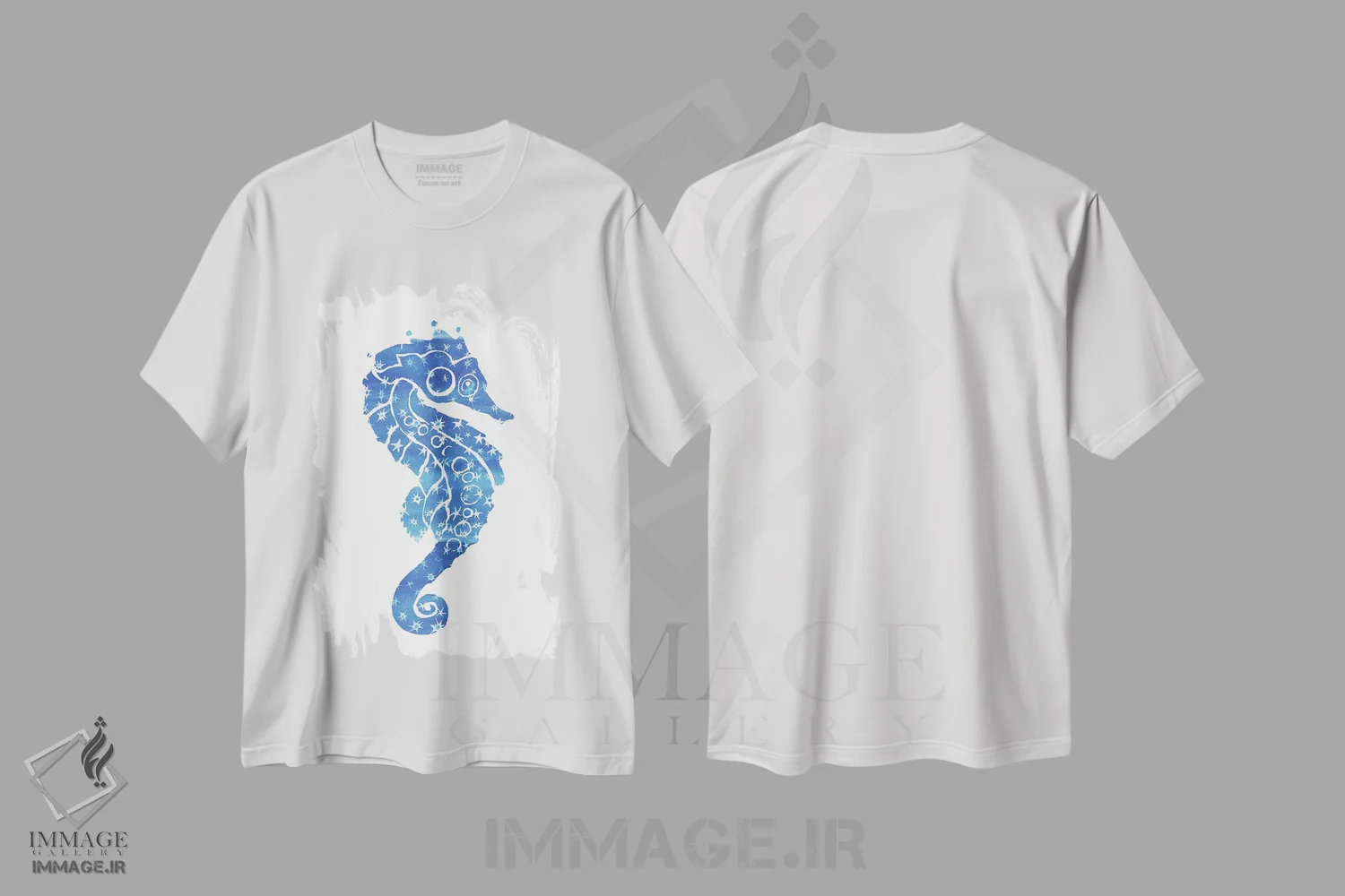 تیشرت سفید طرح دار اسب دریایی ستاره ای، دکور ساحلی اثر جو لینچ | immage.ir