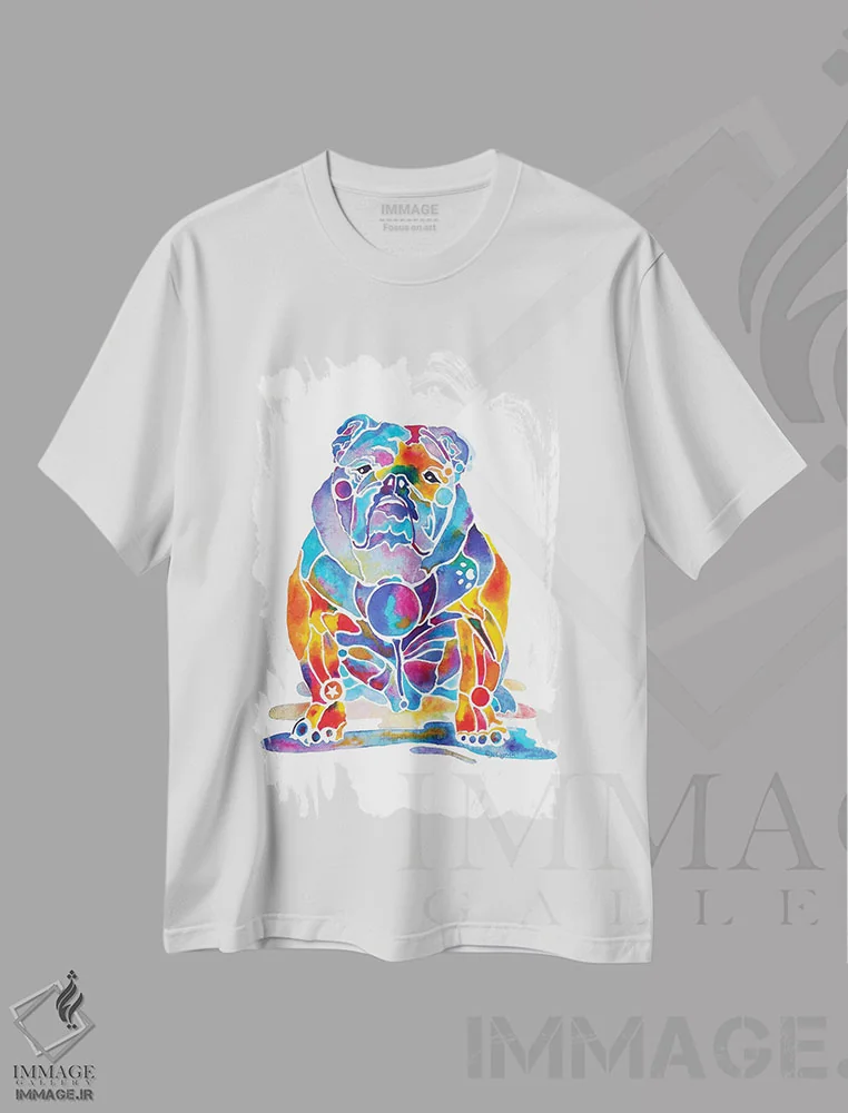 تیشرت سفید طرح دار بولداگ انگلیسی، تزئینی اثر جو لینچ | immage.ir