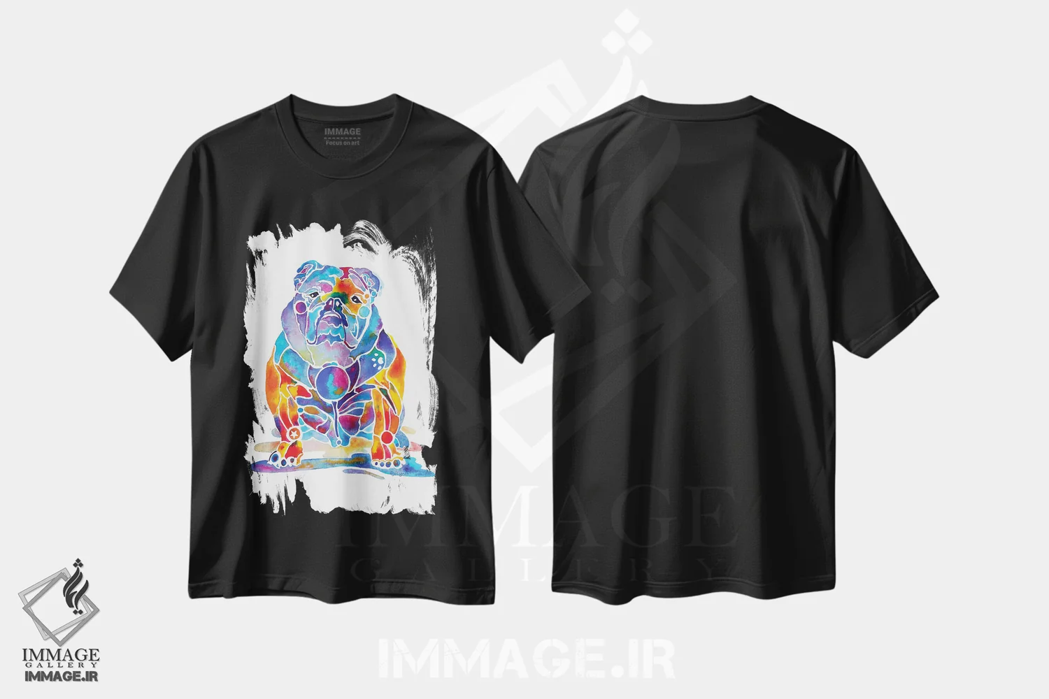 تیشرت مشکی طرح دار بولداگ انگلیسی، تزئینی اثر جو لینچ | فروشگاه ایماژ