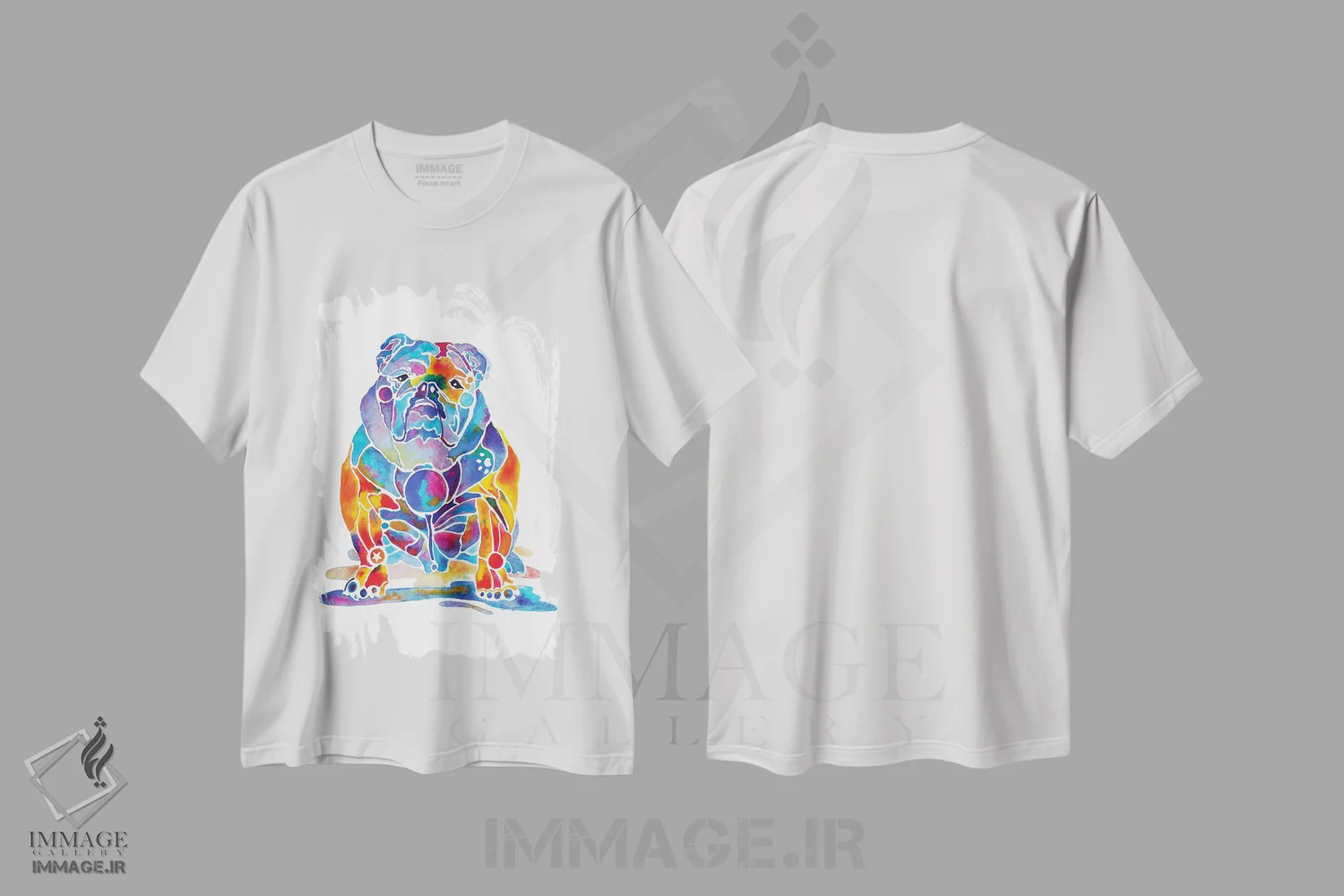 تیشرت سفید طرح دار بولداگ انگلیسی، تزئینی اثر جو لینچ | immage.ir