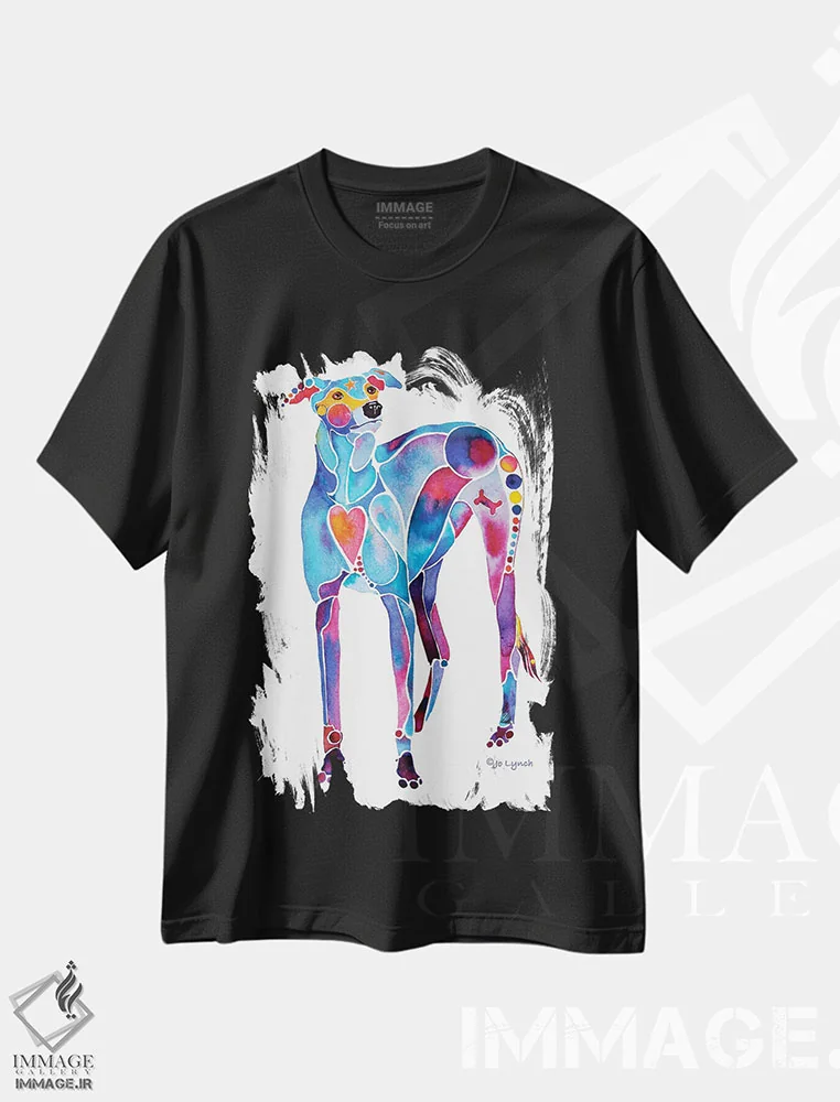 تیشرت مشکی طرح دار نجات سگ گریهوند شماره دو، تزئینی اثر جو لینچ | immage.ir