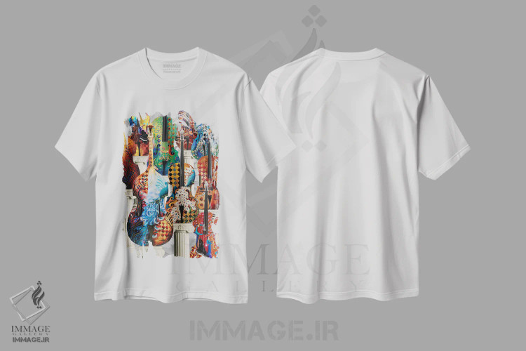 تیشرت سفید طرح دار ویولنسل، دکور معاصر اثر جولیز | immage.ir