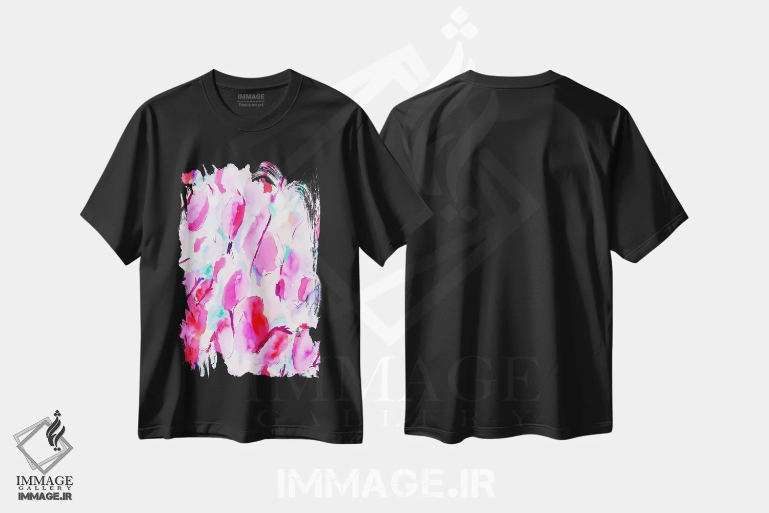 تیشرت مشکی طرح دار صورتی هم حسی، آبستره اثر ژاکلین مالدونادو | immage.ir