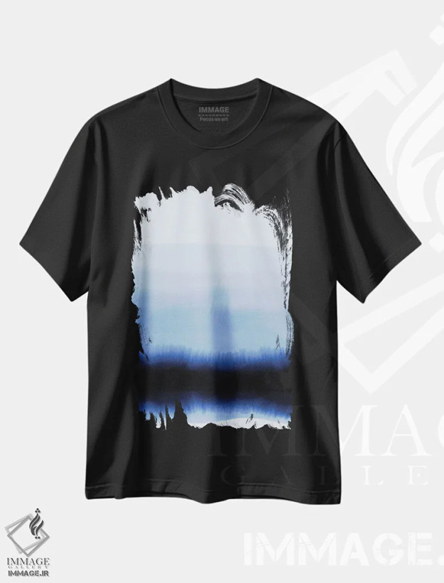 تیشرت مشکی طرح دار فواره جوانی آبی اثر ژاکلین مالدونادو | فروشگاه ایماژ