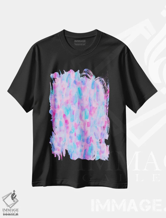 تیشرت مشکی طرح دار شیدایی گلبرگ ها، آبستره اثر ژاکلین مالدونادو | immage.ir