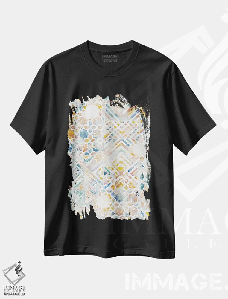 تیشرت مشکی طرح دار ترکیب موزاییکی، تزئینی اثر ژاکلین مالدونادو | immage.ir