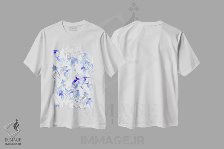 تیشرت سفید طرح دار پیش آگاهی آبی، هنر فاخر معاصر اثر ژاکلین مالدونادو | immage.ir