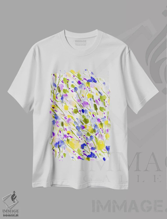 تیشرت سفید طرح دار طبیعت وحشی زرد اثر ژاکلین مالدونادو | فروشگاه ایماژ