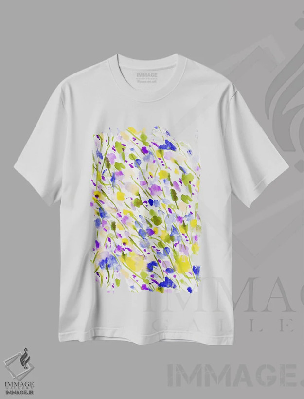 تیشرت سفید طرح دار طبیعت وحشی زرد اثر ژاکلین مالدونادو | فروشگاه ایماژ