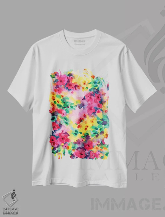 تیشرت سفید طرح دار شکوفا شدن ۱، تزئینی اثر ژاکلین مالدونادو | فروشگاه ایماژ