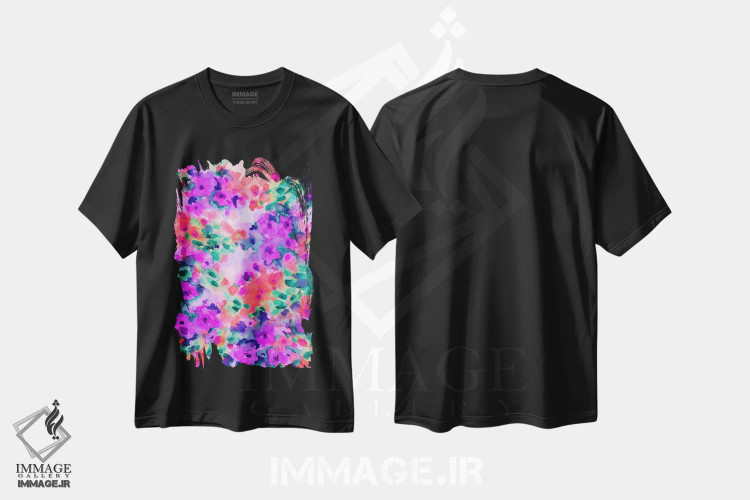 تیشرت مشکی طرح دار شکوفا شدن ۲، تزئینی اثر ژاکلین مالدونادو | فروشگاه ایماژ