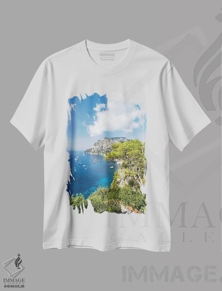 تیشرت سفید طرح دار آثار یان بکه - immage.ir