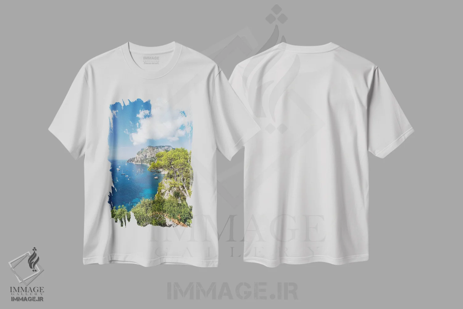 تیشرت سفید طرح دار آثار یان بکه - immage.ir