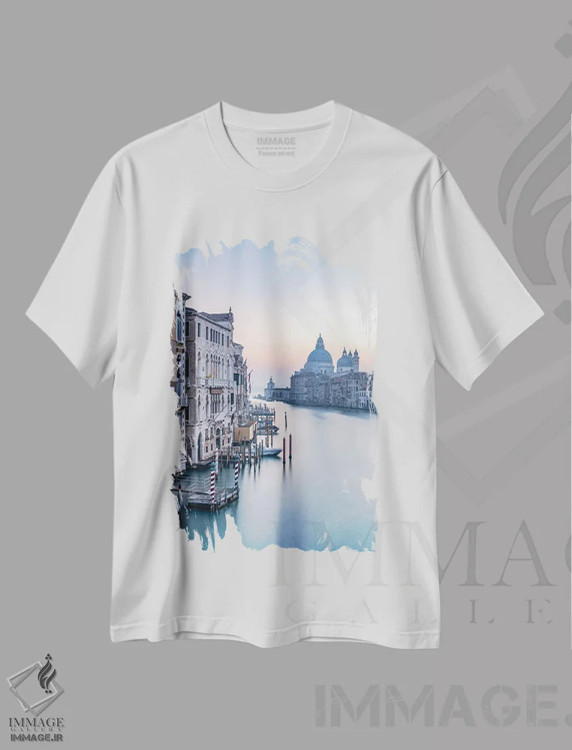 تیشرت سفید طرح دار Venice, Italy,کانال بزرگ، ونیز، ایتالیا، مدیوم اثر یان بکه | immage.ir