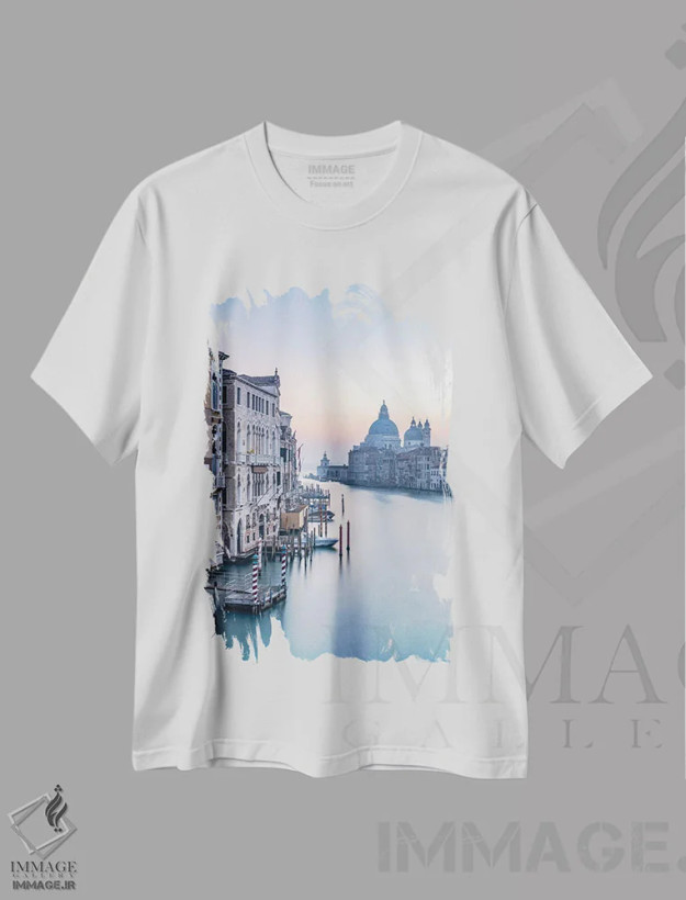 تیشرت سفید طرح دار Venice, Italy,کانال بزرگ، ونیز، ایتالیا، مدیوم اثر یان بکه | immage.ir