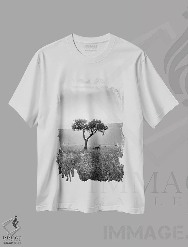 تیشرت سفید طرح دار آثار یان بکه - immage.ir