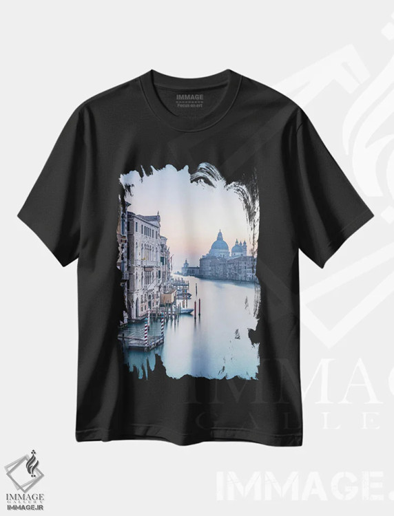 تیشرت مشکی طرح دار Venice, Italy,کانال بزرگ، ونیز، ایتالیا، مدیوم اثر یان بکه | فروشگاه ایماژ