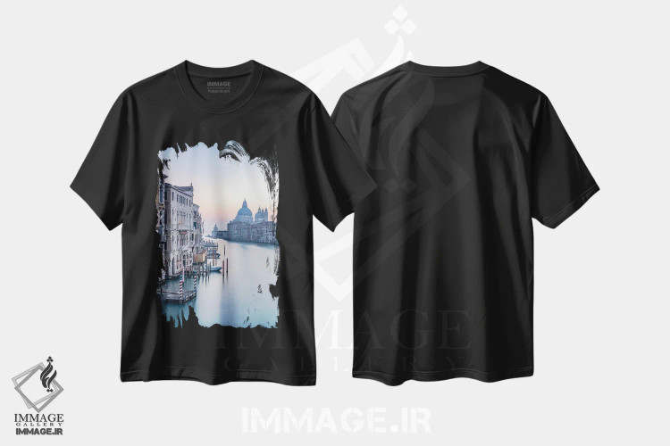 تیشرت مشکی طرح دار Venice, Italy,کانال بزرگ، ونیز، ایتالیا، مدیوم اثر یان بکه | فروشگاه ایماژ