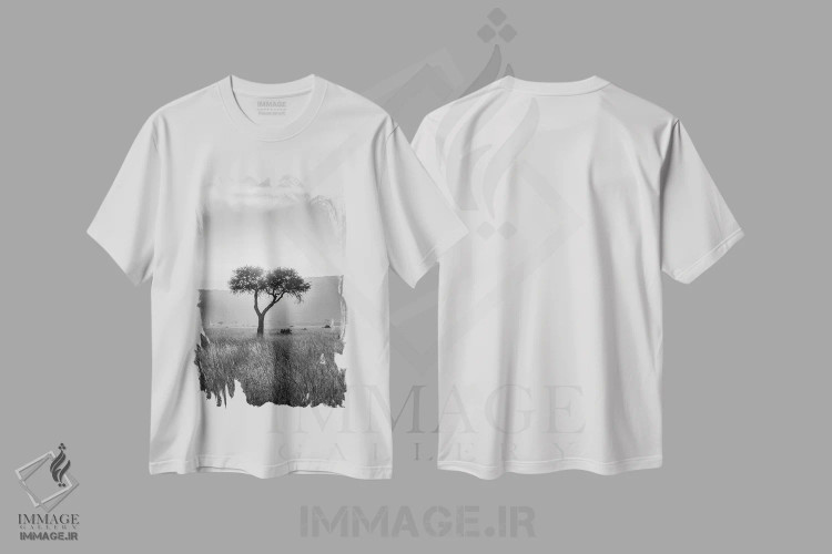 تیشرت سفید طرح دار آثار یان بکه - immage.ir