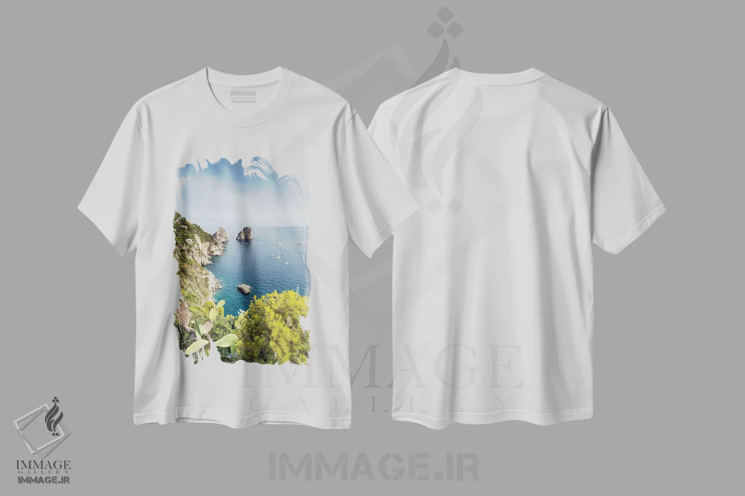 تیشرت سفید طرح دار آثار یان بکه - immage.ir