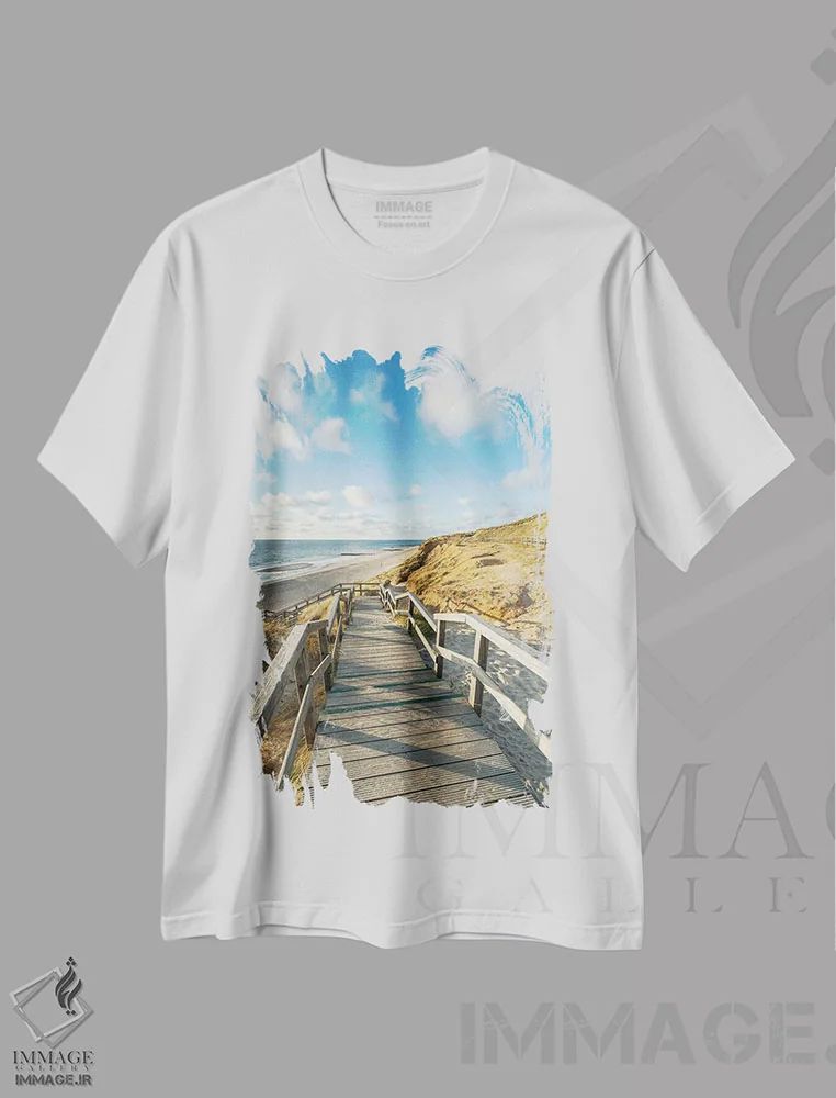 تیشرت سفید طرح دار آثار یان بکه - immage.ir